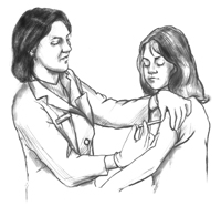 Illustration of person receiving a vaccine in arm